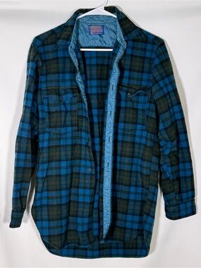Pendleton Blue and Black Plaid Quilted-Lined Shirt Jacket